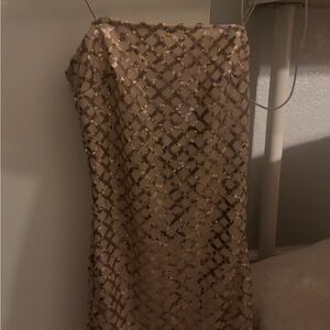 PrettyLittleThing Sequin Mini Dress in Gold and Brown